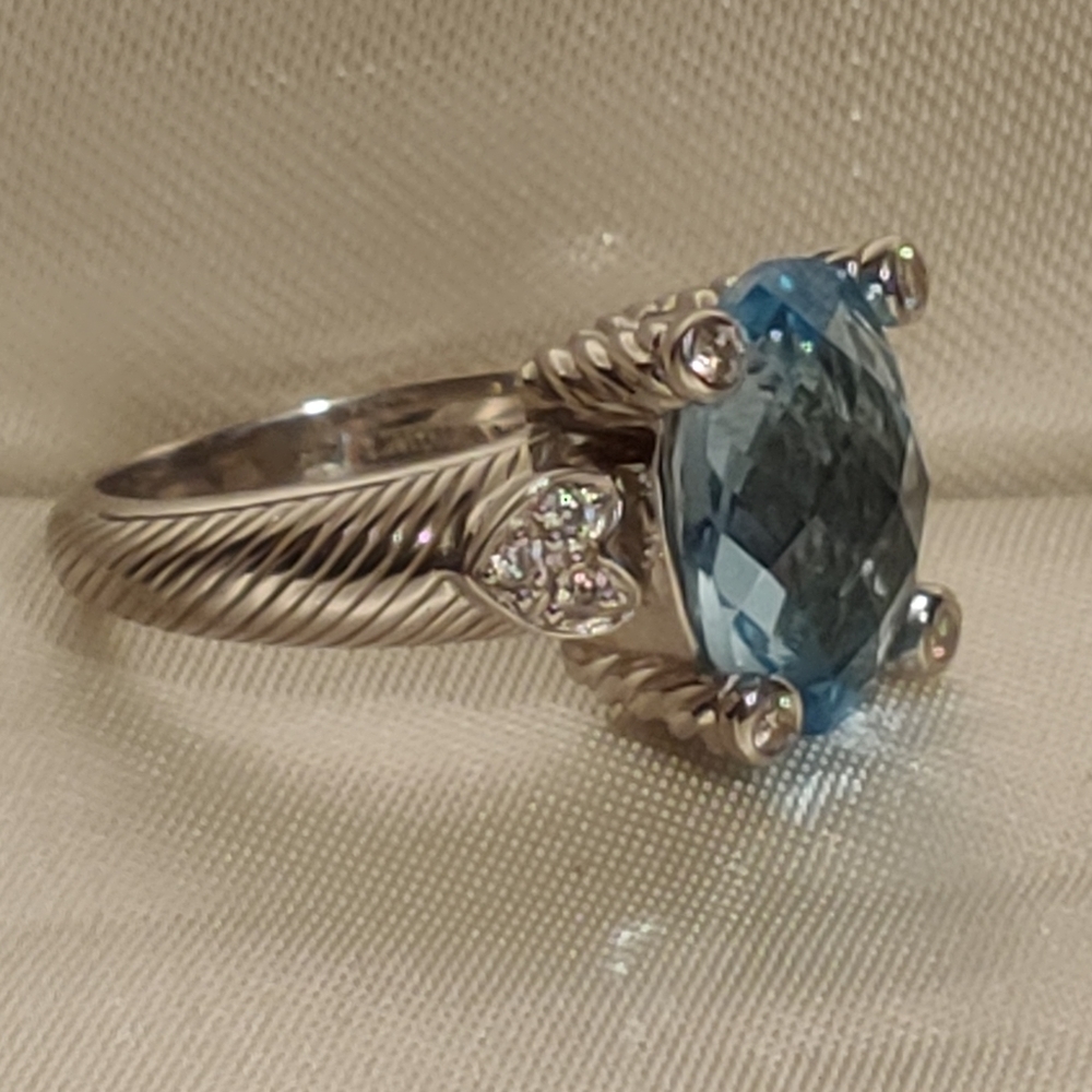Judith Ripka blue topaz or aquamarine & cz 925ss - Picture 8 of 9